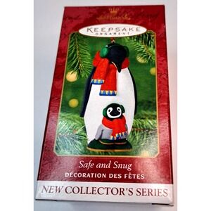 Vtg 2001 Hallmark Keepsake Ornament Safe And Snug Penguins Porcelain Y2K